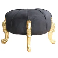 Casa Padrino Barock Sitzhocker - Rundhocker- Schwarz / Gold