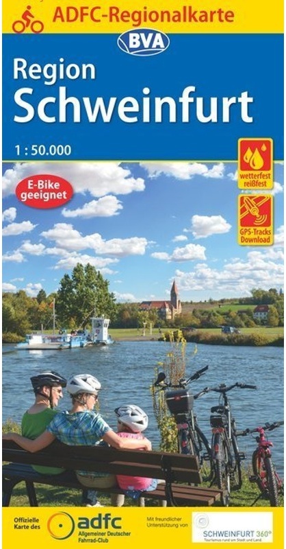 Adfc-Regionalkarte Schweinfurt, 1:50.000, Reiss- Und Wetterfest, Gps-Tracks Download, Karte (im Sinne von Landkarte)
