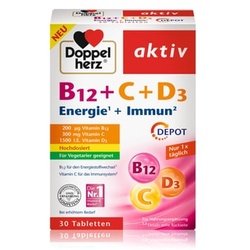 Doppelherz aktiv B12 + C + D3 DEPOT, Energie + Immun suplementy diety 30 Stk