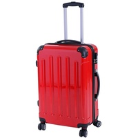 INVIDA 3 TLG.PC/ABS Glüückskind Kofferset Trolley Koffer Einzel oder im Set in 6 Farben (Rot, M)