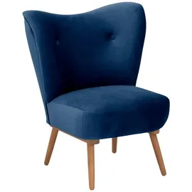 58 aufm Kessel Cocktailsessel Kayra Samtvelours 58 x 71 x 70 cm Dunkelblau mit Relax-Funktion