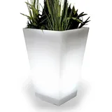 Arnusa Pflanzkübel LED beleuchtet Blumenkübel 69,5 x 45 cm RGB Akku kabellos verwendbar (PL409S), Gartenleuchte moderner Blumentopf mit Netzstecker weiß