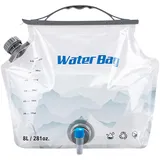 Generisch Zusammenklappbare Wasserbehältertasche, 8L Faltbarer Wasserkanister Mit Hahhn, Faltkanister Trinkwasser, Wasserbehälter Mit Dichtem Deckel Für Outdoor Camping Wanderungen Picknicks