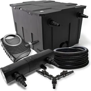Wiltec SunSun Komplettset: CBF-550 Teichfilter bis 60000L Teichfilteranlage als Durchlauffilter, NEO10000 Teichpumpe 10000l/h 80W, CUV-236