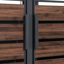 Zelsius Mülltonnenbox 4er mit Pflanzdach, Anthrazit RAL 7016, Tür in dunkelbrauner Holzoptik - Zelsius