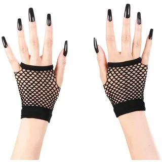 Amakando Netz Armstulpen Fingerlose Handschuhe schwarz 80er Jahre Disco Handstulpen Pulswärmer Fasching Burlesque Gothic Punk Handschuh Stulpen Hexenhandschuhe