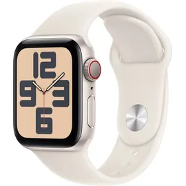 Apple Watch SE 2024 GPS + Cellular 40 mm Aluminiumgehäuse Polarstern, Sportarmband Polarstern S/M