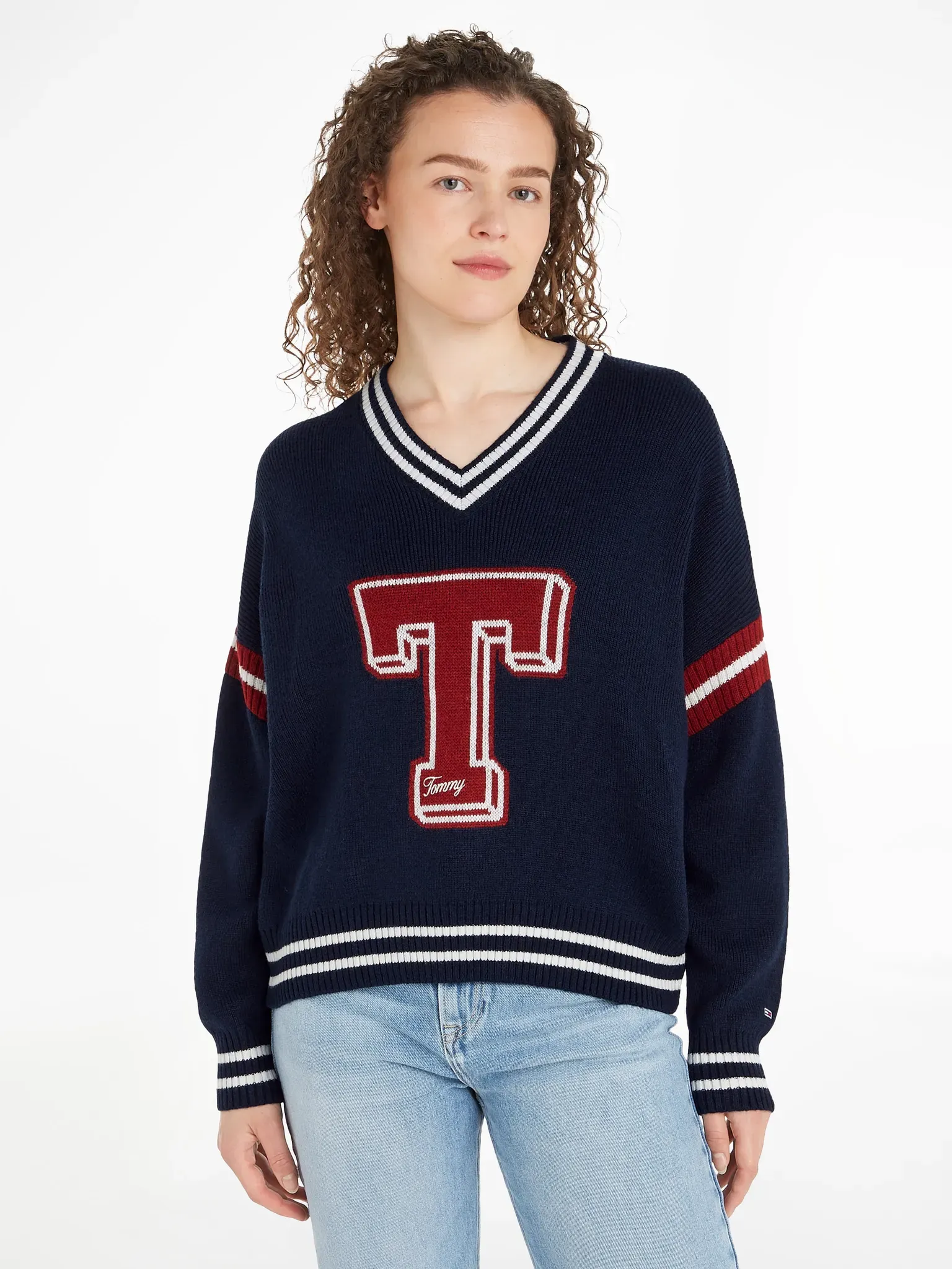 Strickpullover »TJW LETTERMAN SWEATER«, mit gestickter   Flagge, Gr. XL (42), Dark Night Navy, , 51689246-XL