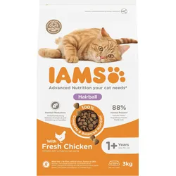 IAMS For Vitality Cat Adult Chicken: Trockenfutter mit Huhn für adulte Katzen, Beseitigung von Haarballen 3 kg