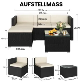 Yaheetech 5er-Loungeset Rattan schwarz/beige