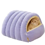 Katzenhöhlenbett für den Innenbereich, verdicktes warmes geschlossenes Katzenhaus, weiches Plüsch-Winterhöhlen-Stil, Haustierbett mit abnehmbarem und waschbarem Kissen, warmes Katzenhaus-Zeltbetten