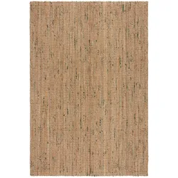 Teppich FLAIR RUGS "Jute Boucle", grün, B:200cm H:7mm L:290cm, Jute, Teppiche, aus 100% Jute, mit Fransen, aus Naturfasern