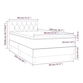 vidaXL Boxspringbett mit Matratze & LED Dunkelgrau 80x200 cm Stoff