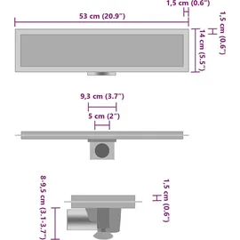 vidaXL Duschablauf 2-in-1 Abdeckung 53×14 cm Edelstahl