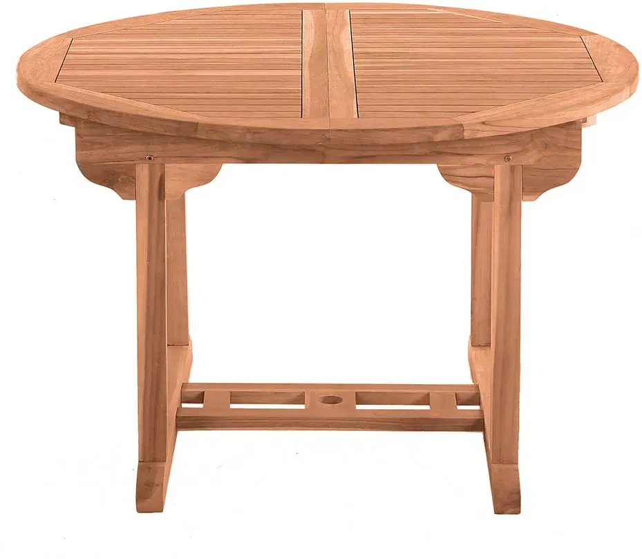 Ausziehbarer Gartentisch aus Teak Massivholz rund