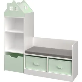 [en.casa] Sitzbank Vipsali Mintgrün/Weiß 100 x 99 x 30 cm