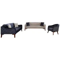 JVmoebel Sofa Wohnzimmer Sofagarnitur Sofa 3+3+1 Blaue Polster Garnituren, Made in Europa schwarz