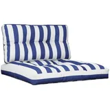 vidaXL Palettenkissen 2-tlg. 80 x 60 cm Blau & Weiß Gestreift
