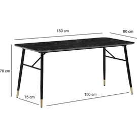 FineBuy Esstisch 160 x 80 x 76 cm schwarz