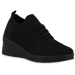 Damen Sneaker Wedges in Schwarz