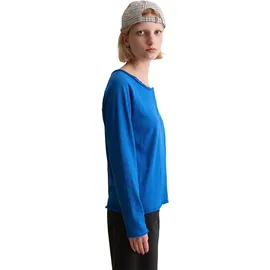 Marc O'Polo DENIM "aus Organic Cotton", Damen, Gr. XXS, blau (pale cobalt), Obermaterial: 100% Baumwolle, unifarben, Basic, relaxed fit, Serafino, Shirts Langarmshirt