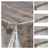 laro Premium Line 0,3mm weich transparente Tischdecke Folie Transparent Muster Tischschutz Schutzfolie Abwaschbar PVC, Muster:Folie Transparent Geblümt, Größe:100x290