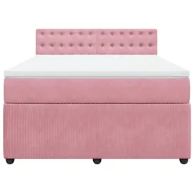 vidaXL Boxspringbett mit Matratze Rosa 140x200 cm Samt