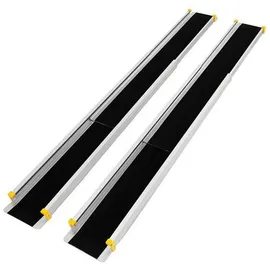 Costway Rollstuhlrampe Teleskoprampe Aluminium bis 270 kg 121,5-212,5 cm grau