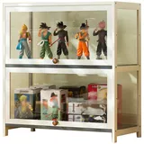 errtsdb 70x33x73cm Sammlervitrine, 2 Schicht glasvitrine stehend, vitrinenschrank vitrinenschrank Wohnzimmer für Miniaturmodelle von Autos, Figur, Modellbau, Weiß/Von Allen Seiten transparent