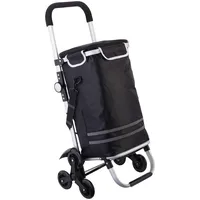 Xcase Klappbarer Treppensteiger-Einkaufstrolley mit Kühlfach Schwarz 100 x 46 x 36 cm