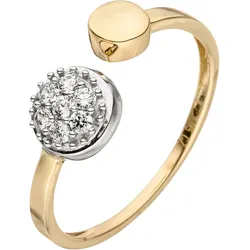 Goldring JOBO Gr. 56, gelb (gelbgold 375), Fingerringe, Damen, 56, Gelbgold 375-Weißgold 375, Gelbgold 375, Weißgold 375, offen 375 Gold bicolor mit 7 Zirkonia