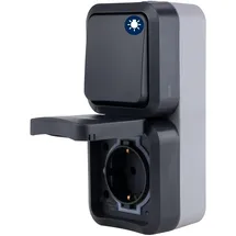 REV Ritter REV - AquaStorm, Feuchtraum Steckdose Aufputz mit Lichtschalter, IP55, senkrecht, 230V, 16A, anthrazit