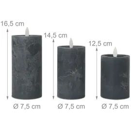 Relaxdays LED Kerzen 3 St. grau