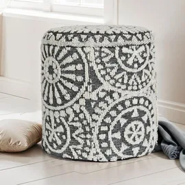 FineBuy Sitzhocker Wolle 40 x 45 x 40 cm Grau