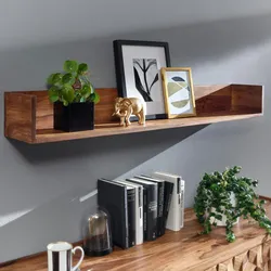 Kadima Design Modernes Sheesham-Massivholz Wandregal, Stilvolle Aufbewahrung. 120x20x15 cm