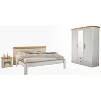 OTTO home Schlafzimmer-Set OTTO HOME "Westminster", weiß, B/H: 180cm x 200cm, Schlafzimmermöbel-Sets, beinhaltet 1 Bett, Kleiderschrank 3-türig und 2 Nachtkommoden
