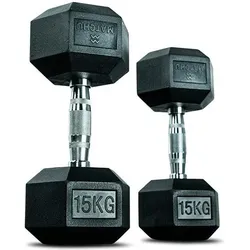 Hantel Hex Dumbbell 15 kg mit Gummigriff 15 KG