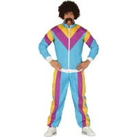 FIESTAS GUIRCA | Erwachsenen Kostüm Gymnastik Mann (48-50/M) - Jacke und Hose - Sport- und 80er Jahre Kostüme für Partys und Events - Ideal für Feiern und Karneval - Blau und Lila
