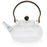 Bali-Homedecor Teekanne Teekanne aus Glas mit Sieb - Klare gerippte Perle - 850 ml