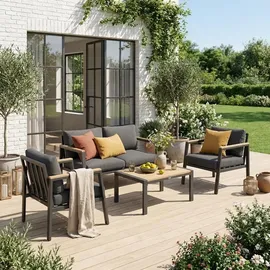 sweeek Gartenlounge-Set 4-tlg. Anthrazit/Dunkelgrau