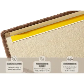 HANSE HOME »Fancy«, halbrund, 7 mm Höhe, 15 Stück, Treppenmatten, Selbstklebend, Stufenteppich, Treppenstufen braun ca. 23x65cm