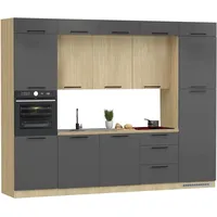 kochstation Küchenzeile 300 cm grau