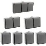 ETT 7 teiliges Feuchtraum Steckdosen Set 1-fach 2-fach 3-fach Steckdose Secure