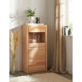 Home Affaire Vitrine HOME AFFAIRE "Silkeborg", beige (kernbuche teilmassiv), B:60cm H:125cm T:35cm, Holz teilmassiv, Schränke, Vitrine, schöne grifflose Optik, teilmassiv
