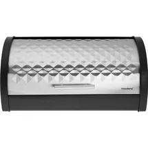 Klausberg Brotkasten Brotbox aus Edelstahl (Schwarz/Silber)