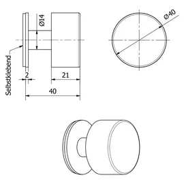 SOTech Türstopper HEKTOR Ø 40 mm H: 40 mm Edelstahl/schwarz Wandtürstopper Anschlagpuffer Türanschlagpuffer Anschlagschutz Türpuffer Türdämpfer selbstklebend