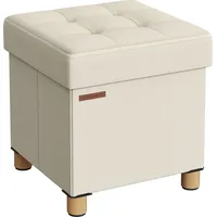 Songmics Sitzhocker mit Stauraum Baumwolle 38 x 38 x 40 cm Cremeweiß