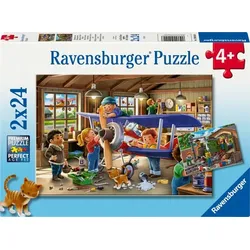 Ravensburger Kinderpuzzle - 12004044 Eisenbahn- und Flugzeugservice - Puzzle für Kinder ab 4 Jahren, mit 2x24 Teilen