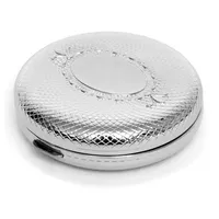 Brillibrum Design Pillendose silber verchromt Medikamentendöschen to go Reise-Pillendose mit Gravur Pillenbox Pillen Organizer für unterwegs kleine Pillendose (Pillendose rund, bis 15 Zeichen)