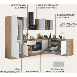 kochstation Winkelküche Florida L-Form 280 cm weiß